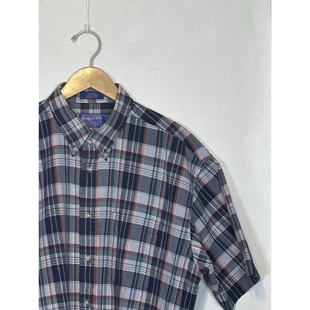 Pendleton Men's Short Sleeve Red White &Blue Plaid Button-Down Shirt